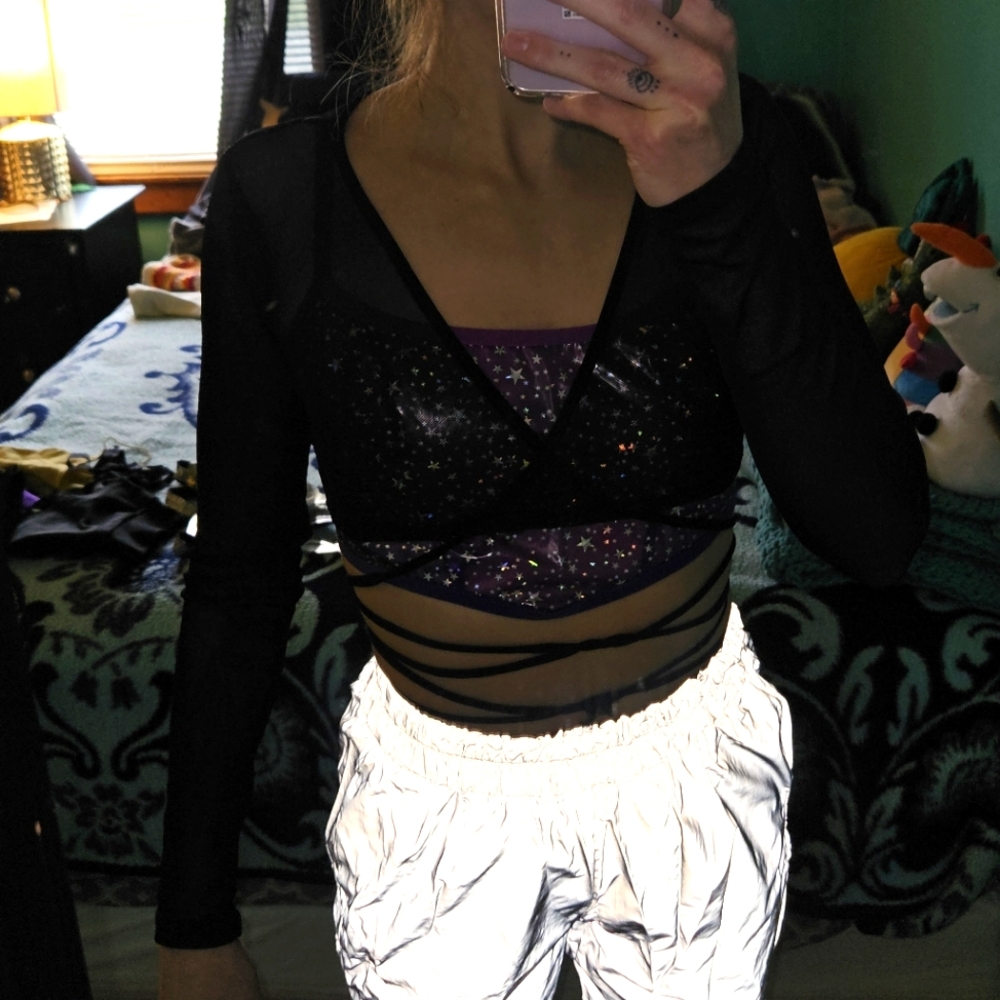 Iheartraves Black Sheer Long Sleeve Wrap